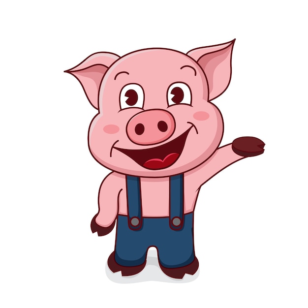 Vector cute pig cartoon style