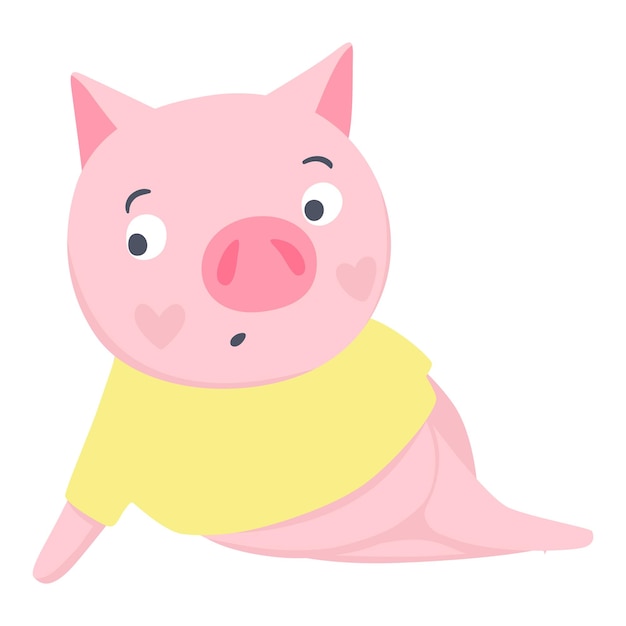 Vector Cute pig. Fashion animals. Pigs illustration isolated on white. Symbol of 2019 on the Chinese calendar. Funny character.