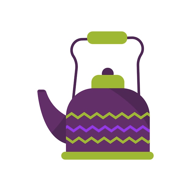 Vector Cute pot isolated on white Purple teapot Purple kettle Cartoon