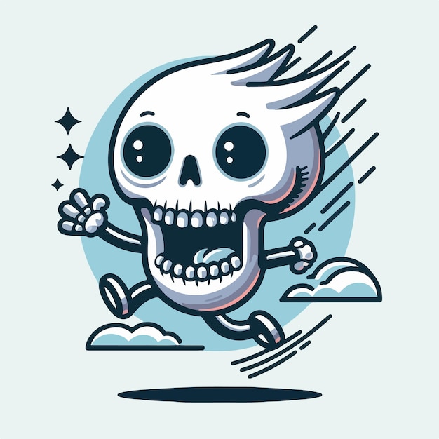 Vector vector cute skull is happy in a simple cartoon style