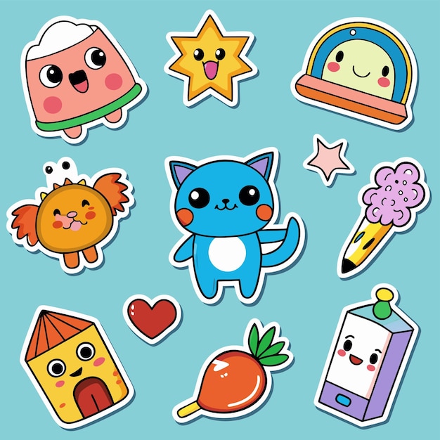 Vector Cute sticker collections