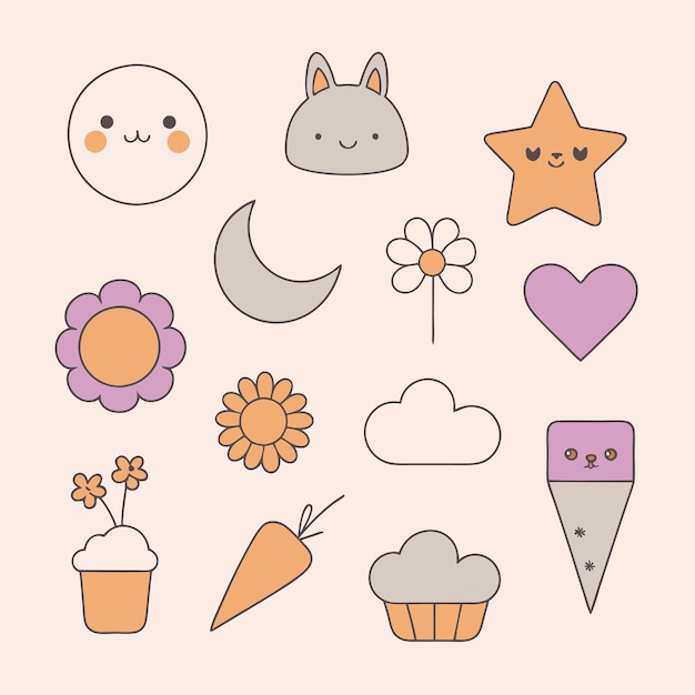 Vector Cute sticker collections