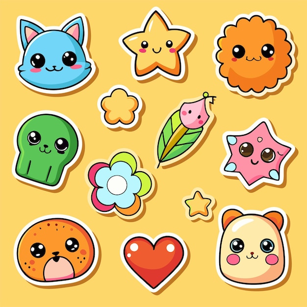 Vector Cute sticker collections