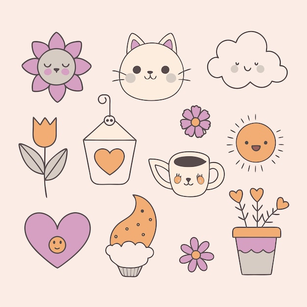 Vector Cute sticker collections