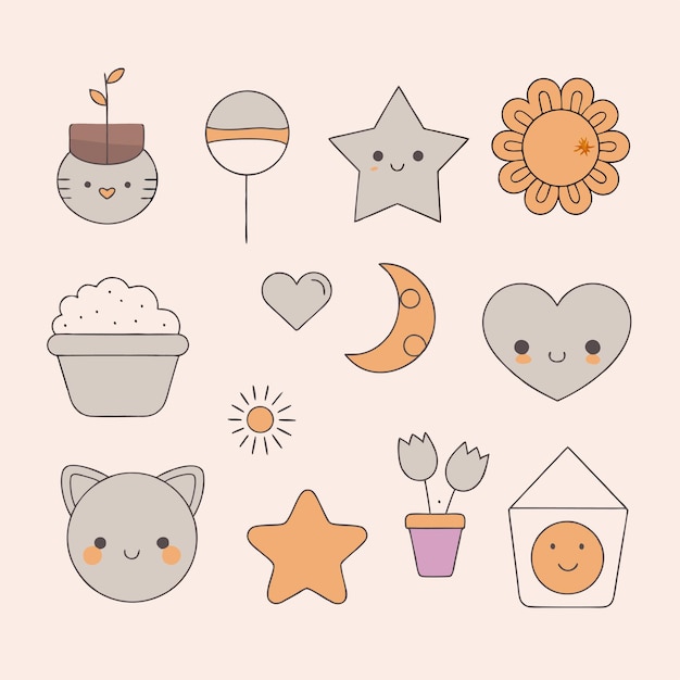 Vector Cute sticker collections