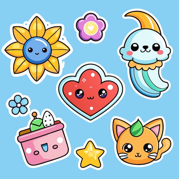 Vector Cute sticker collections