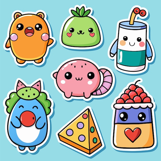 Vector Cute sticker collections