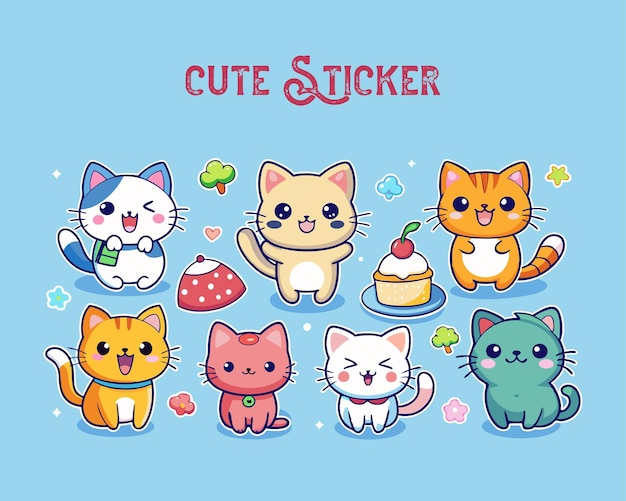 Vector Cute sticker collections