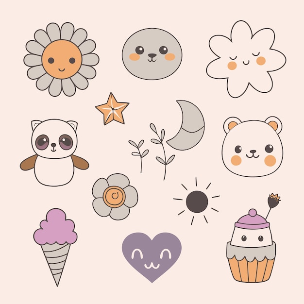 Vector Cute sticker collections