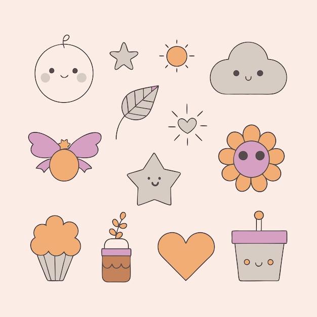 Vector Cute sticker collections