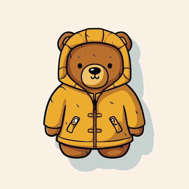 Vector of a cute teddy bear wearing a vibrant yellow jacket