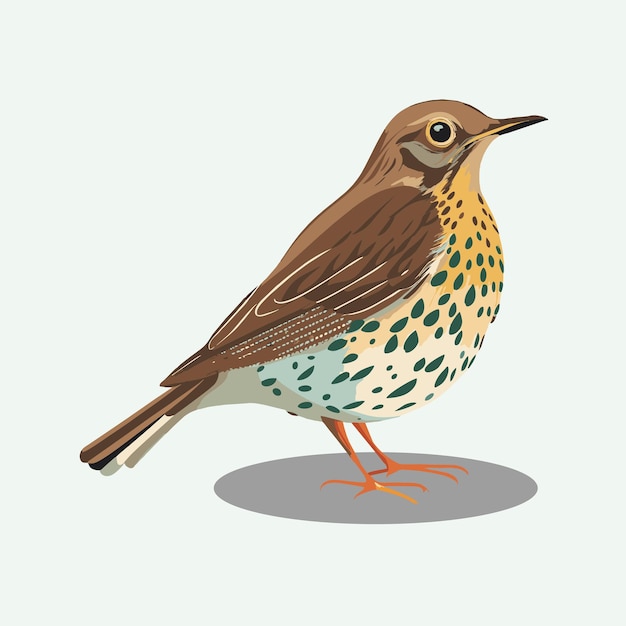 vector cute thrush bird cartoon style