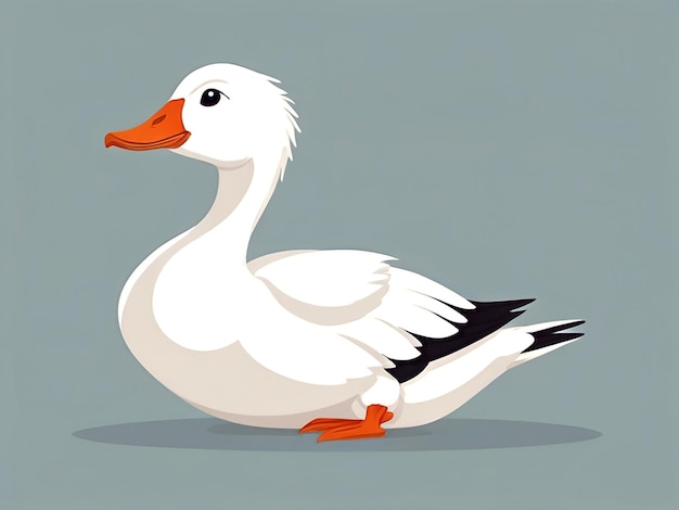 Vector Cute white goose cartoon isolated