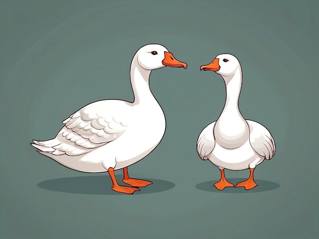 Vector Cute white goose cartoon isolated