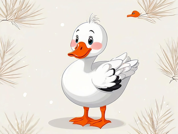 Vector Cute white goose cartoon isolated