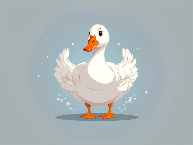 Vector Cute white goose cartoon isolated