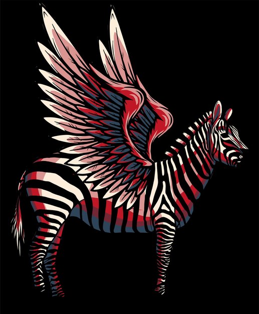 vector Cute zebra with wings Isolated animal