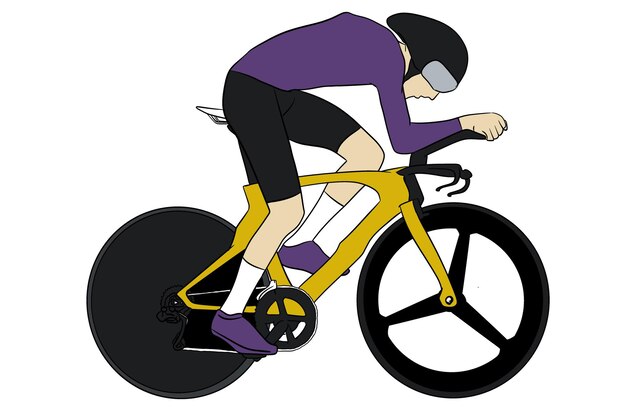 Vector vector cycling bicycle rider athlete wearing sunglasses on road bike coloring silhuotte drawing helm