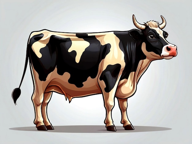 vector Dairy cow standing cartoon character isolated