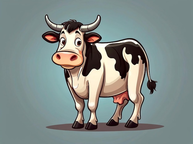 vector Dairy cow standing cartoon character isolated