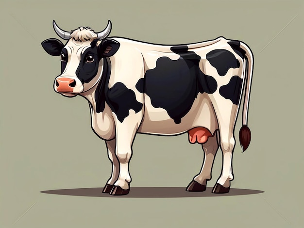 vector Dairy cow standing cartoon character isolated