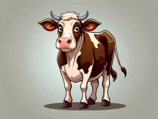 vector Dairy cow standing cartoon character isolated