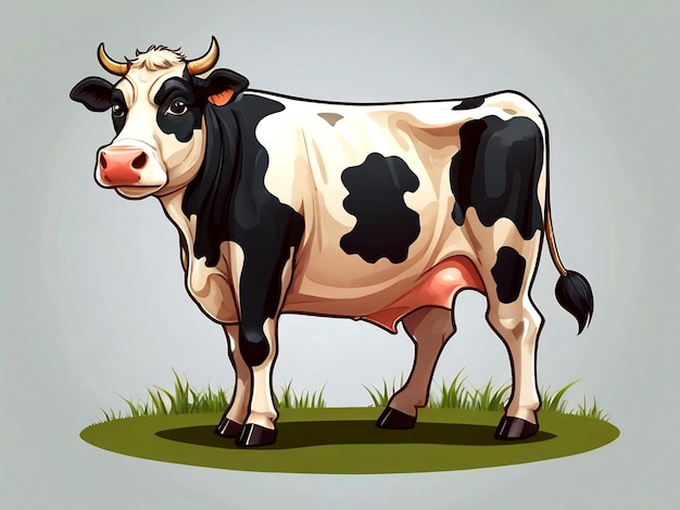 vector Dairy cow standing cartoon character isolated