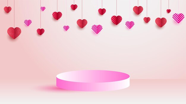 Vector dangling hearts shapes texture wave pink background