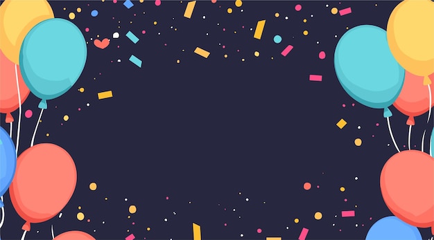 vector dark background with confetti and balloons Generative AI