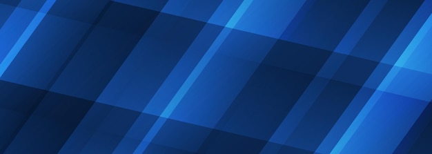 Vector dark blue abstract modern wide banner with light blue shiny diagonal lines background