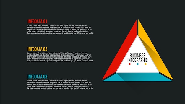 Vector dark triangle infographic Template for cycle diagram with 3 options steps or processes