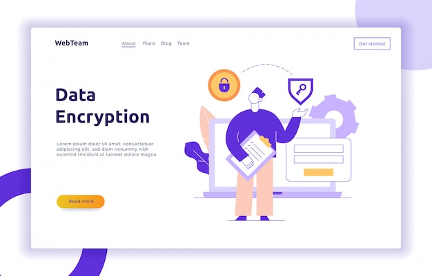 Vector data encryption web page online banner template