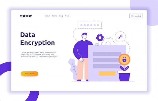 Vector data encryption web page online banner template