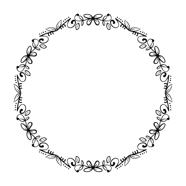 Vector decorative floral round element on white background