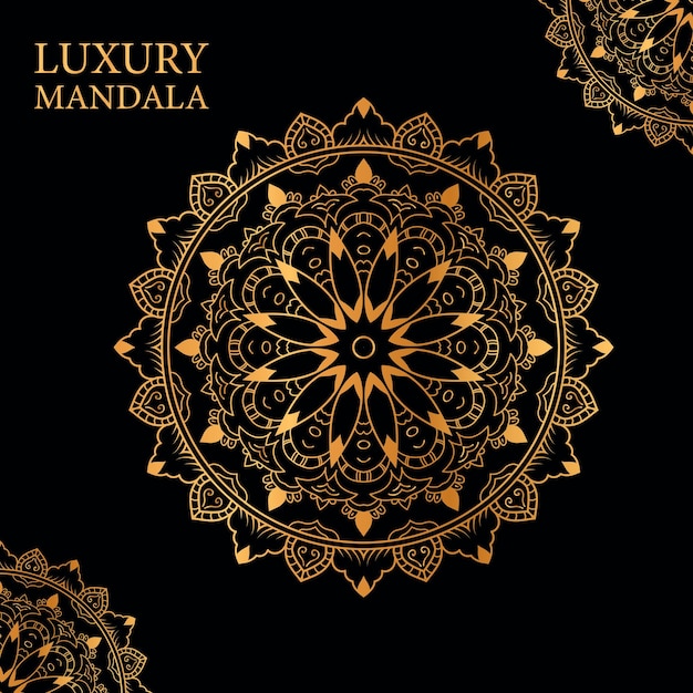 vector decorative luxury golden mandala on golden arabesque pattern arabic islamic style