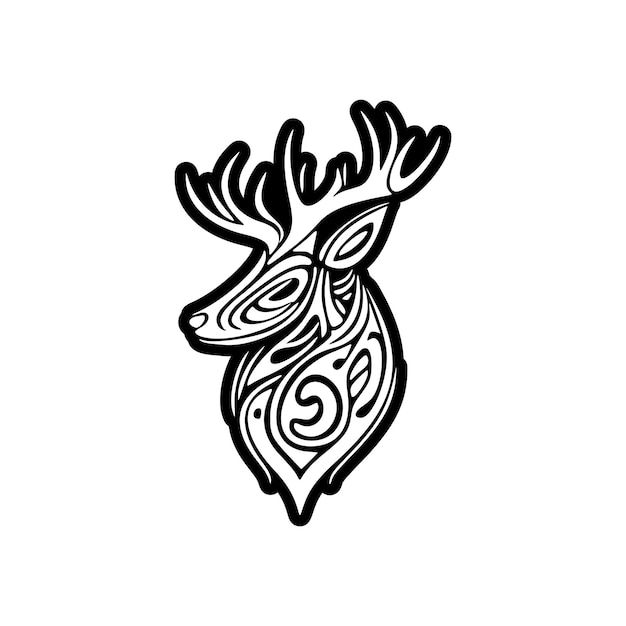 Vector deer logo in two shades of black and white minimalistic and stylish