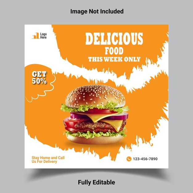 Vector delicious food social media post template design