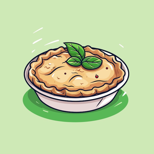 Vector of a delicious pie with a decorative leaf on top perfect for autumn or any special occasion