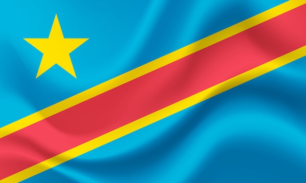 Vector Democratic Republic of the Congo flag Waved Flag of DRC DR Congo emblem icon