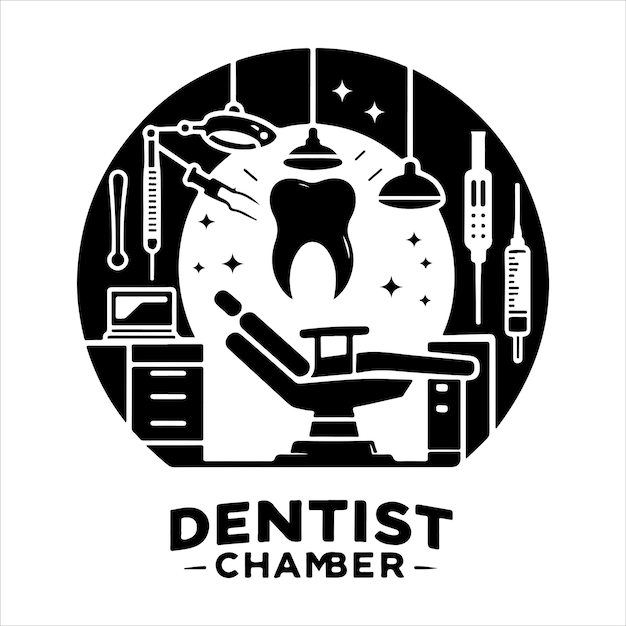 Vector vector dental logo design template dentist chamber logo silhouette