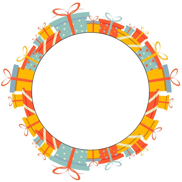 Vector vector design element gift boxes in a flat style arranged in a circle