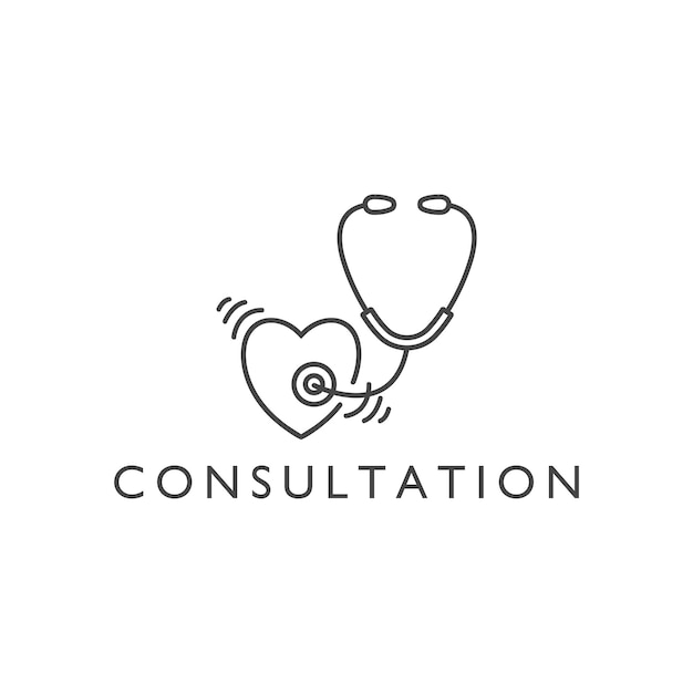 Vector design element and icon in linear style  doctor consultation Logo sign