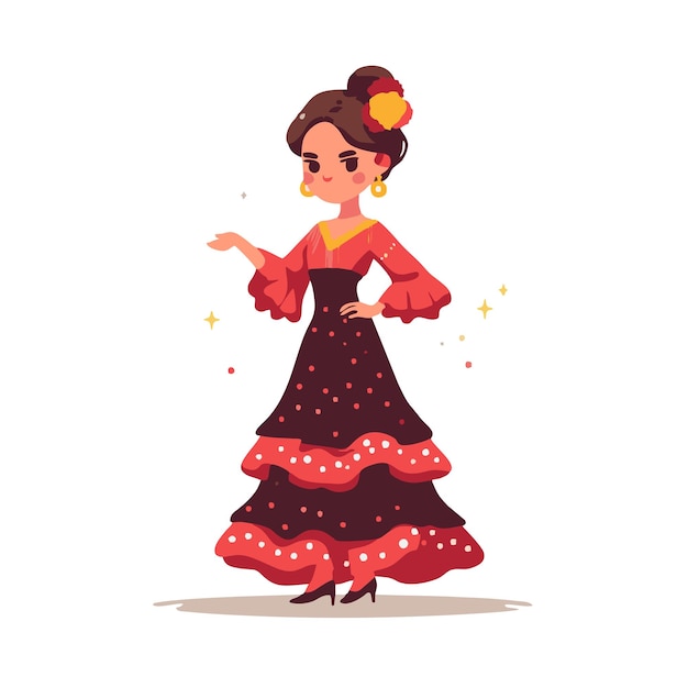 vector design of female character going to pamplona festival in traditional clothes