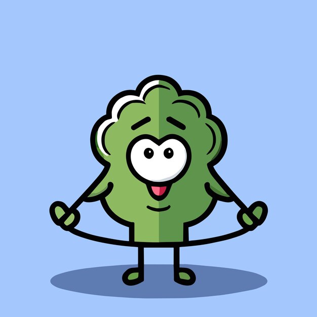 Vector design in flat style a cute mascot for fresh green broccoli vegetables