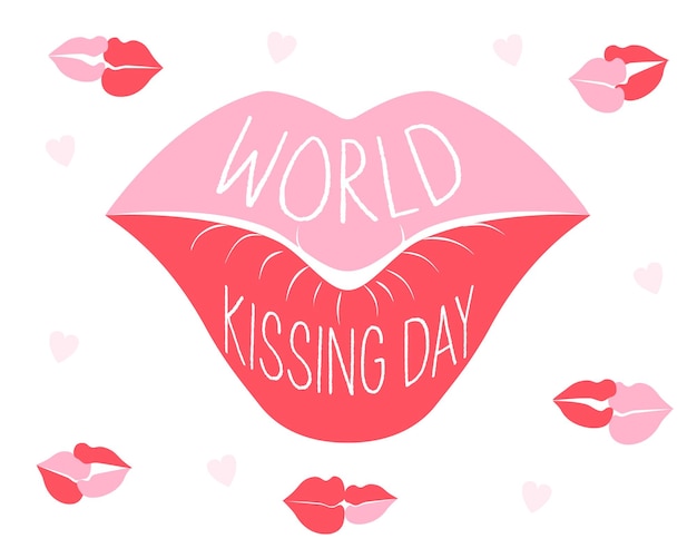 Vector design in flat style for World Kissing Day on July 6th