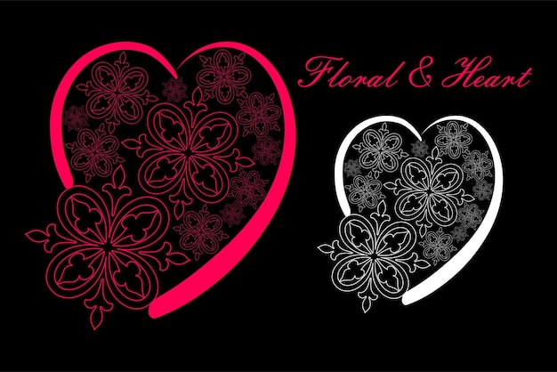 vector design floral and heart pattern for print