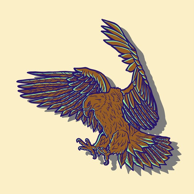 Vector vector design flying eagle vintage illustration