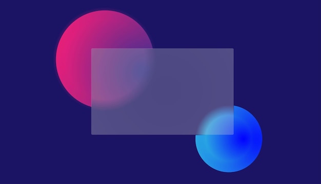 Vector design in glass morphism style translucent cardsized box on a dark blue background