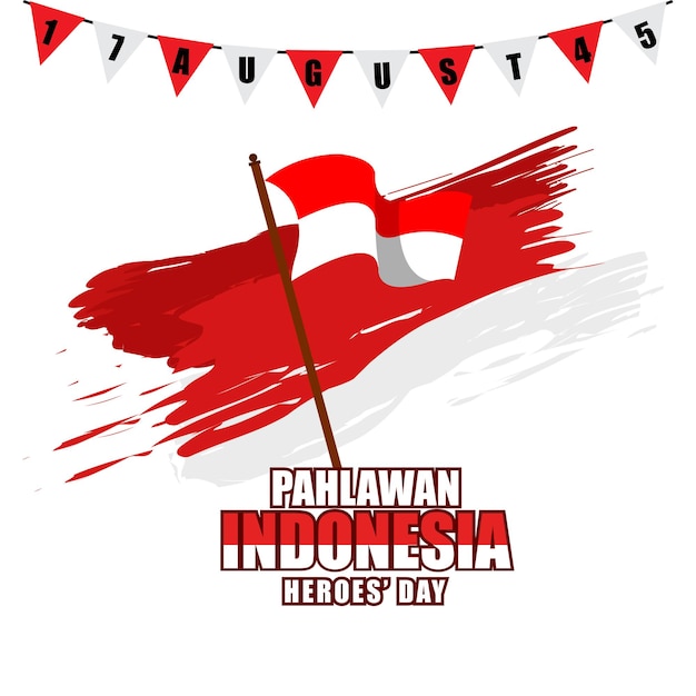 Vector Design Illustration of Indonesian State Fighter Hero's Day Nation's Independence