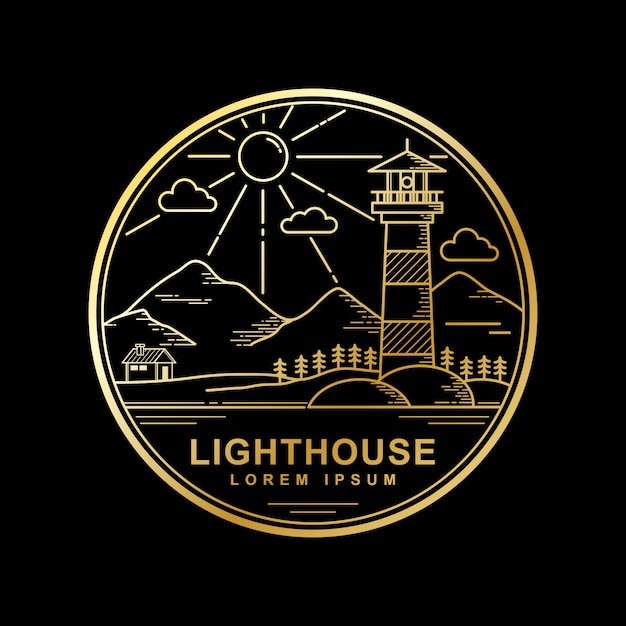 Vector design of lighthouse golden color